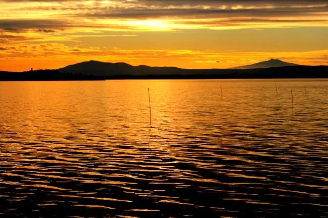 Winter sunset on Lake Trasimeno, Umbria