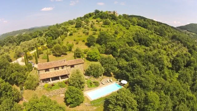 Aerial photo of Castellino with Lisciano Niccone Castle In The Background