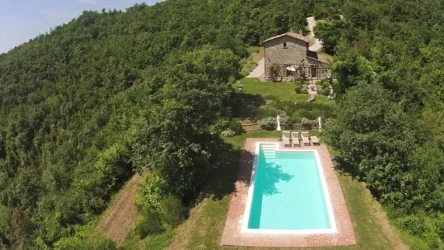 Aerial Photo Of La Rondinaia, A Villa In Northern Umbria With Swimming Pool