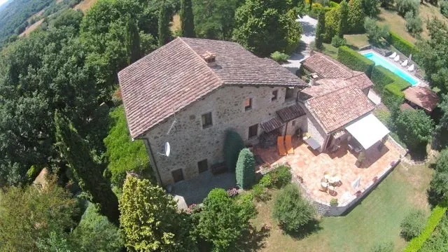 Drone Photo Showing San Nicolo From Above. San Nicolò Is A Holiday Villa On The Tuscany Umbria Border, Italy