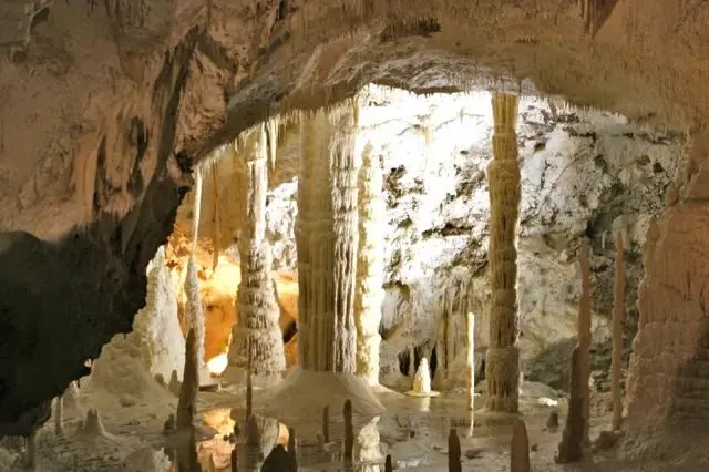 Stalagmites and stalactites at the The Frasassi Caves