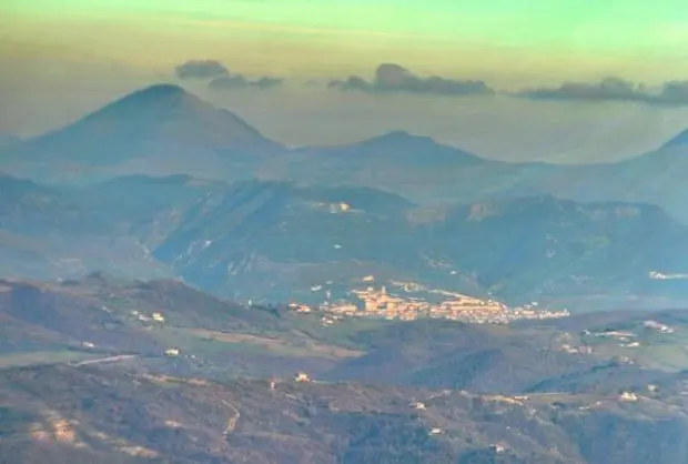 The town of Gubbio seen from the summit of Monte Acuto