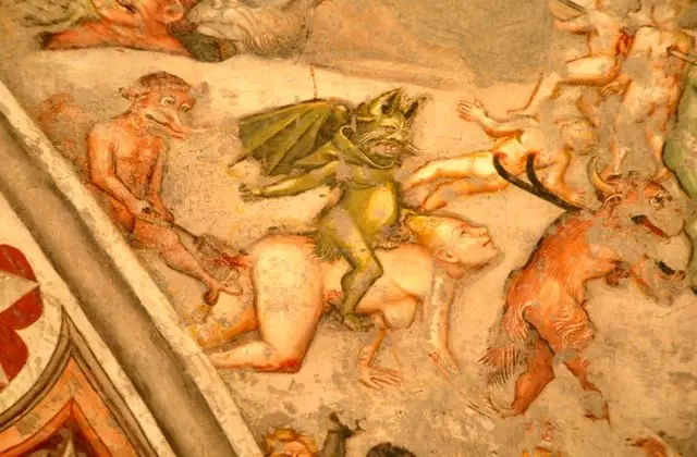 A scene from hell in the church of Sant'Agostino, Gubbio