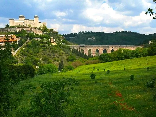 The Rocca and medieval aqueduct, Spoleto, Umbria