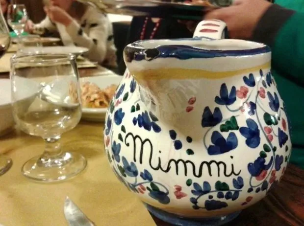 The wine carafe, Trattoria Mimmi