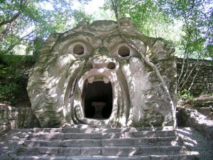 The face of the ogre at the Bomarzo Monster Park.