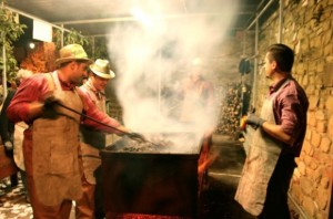 Roasting chestnuts at the Preggio Festa di Castagna